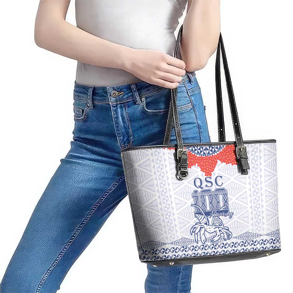Queen Salote College 100 Years Anniversary Leather Tote Bag Tonga QSC White - Polynesian Pride