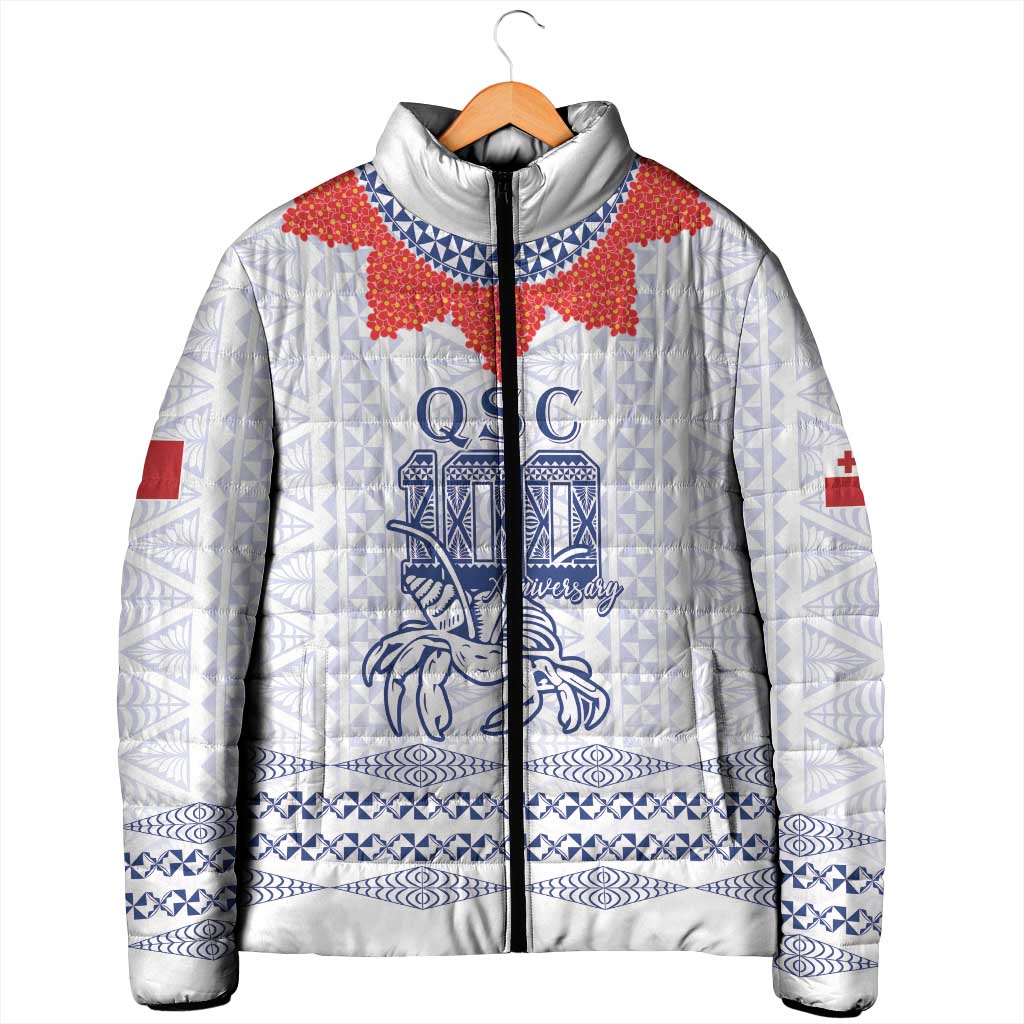 Queen Salote College 100 Years Anniversary Personalized Padded Jacket Tonga QSC White - Polynesian Pride