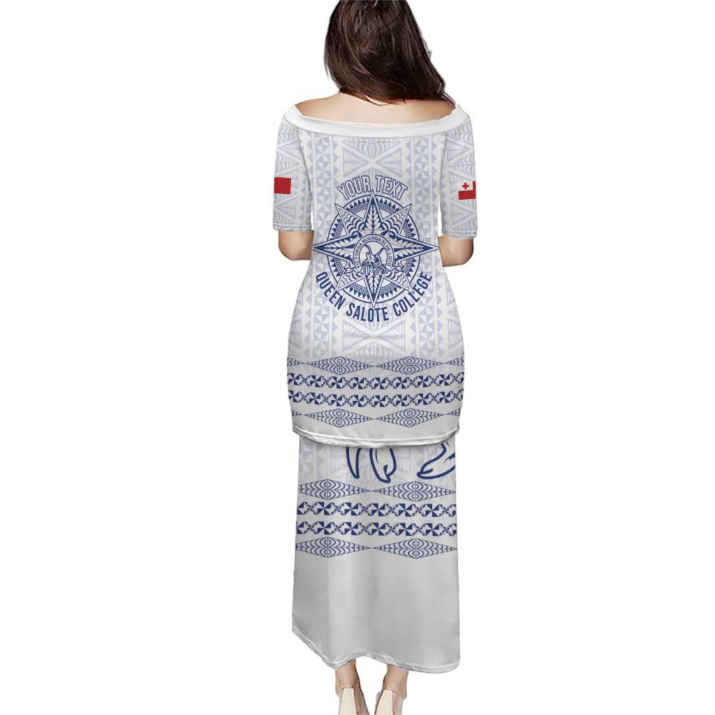 Queen Salote College 100 Years Anniversary Personalized Puletasi Tonga QSC White - Polynesian Pride