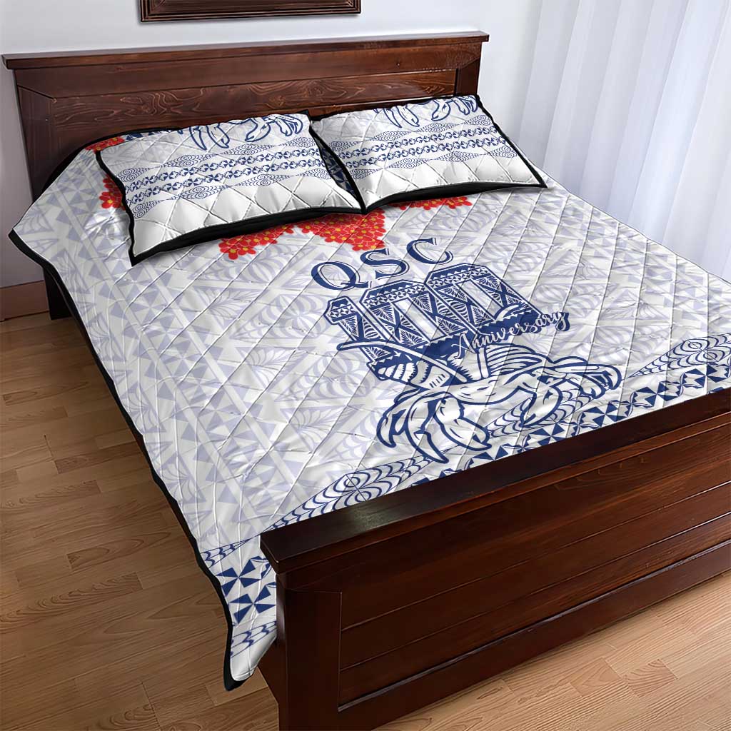 Queen Salote College 100 Years Anniversary Quilt Bed Set Tonga QSC White - Polynesian Pride