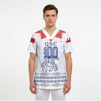 Queen Salote College 100 Years Anniversary Personalized Scrub Top Tonga QSC White - Polynesian Pride