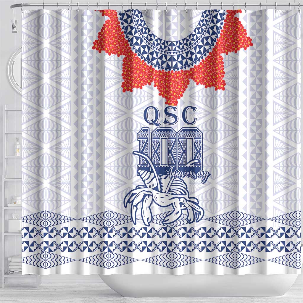 Queen Salote College 100 Years Anniversary Shower Curtain Tonga QSC White - Polynesian Pride