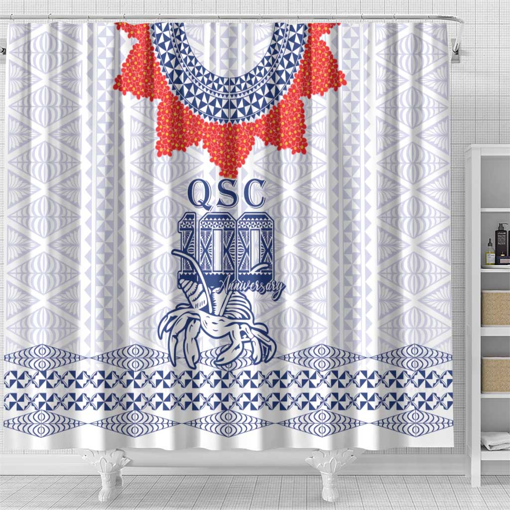 Queen Salote College 100 Years Anniversary Shower Curtain Tonga QSC White - Polynesian Pride