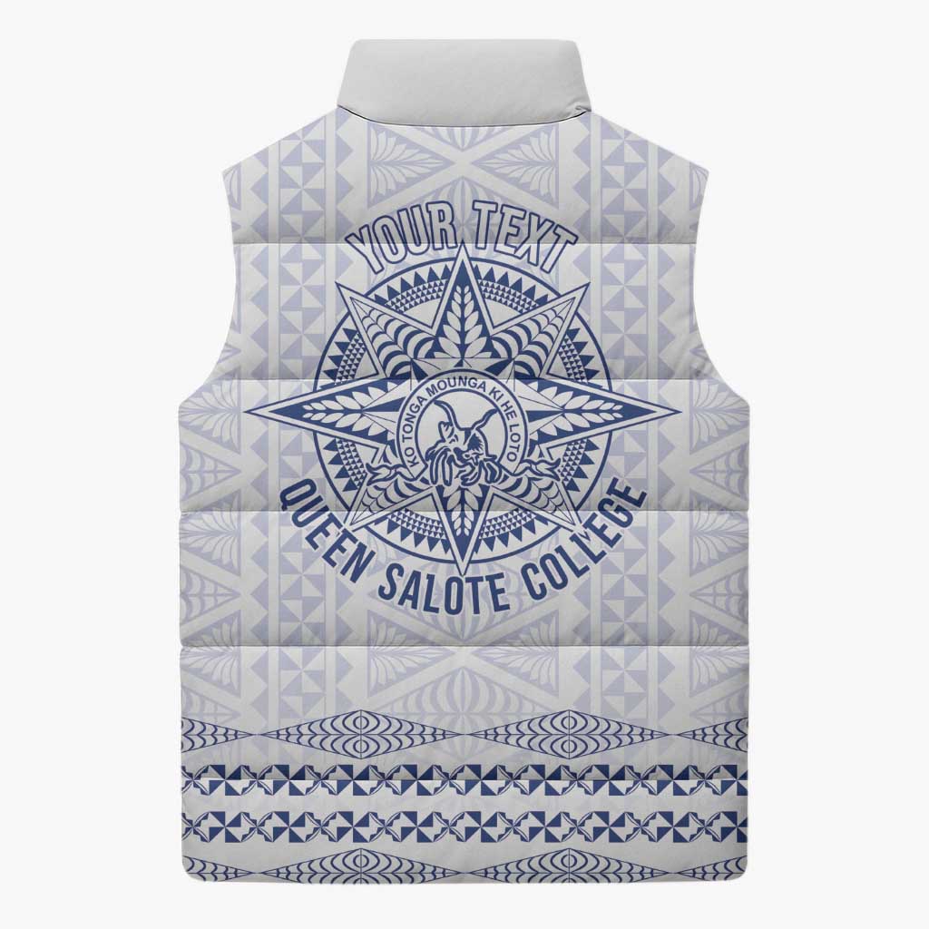 Queen Salote College 100 Years Anniversary Personalized Sleeveless Puffer Jacket Tonga QSC White - Polynesian Pride