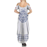 Queen Salote College 100 Years Anniversary Personalized Summer Maxi Dress Tonga QSC White - Polynesian Pride