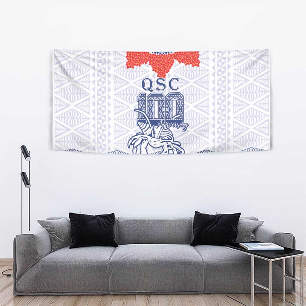 Queen Salote College 100 Years Anniversary Tapestry Tonga QSC White - Polynesian Pride