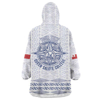 Queen Salote College 100 Years Anniversary Personalized Wearable Blanket Hoodie Tonga QSC White - Polynesian Pride