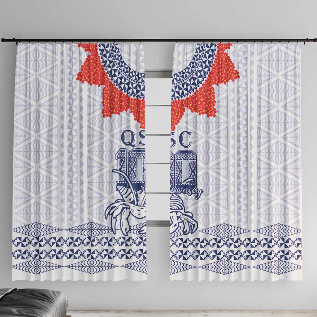 Queen Salote College 100 Years Anniversary Window Curtain Tonga QSC White - Polynesian Pride