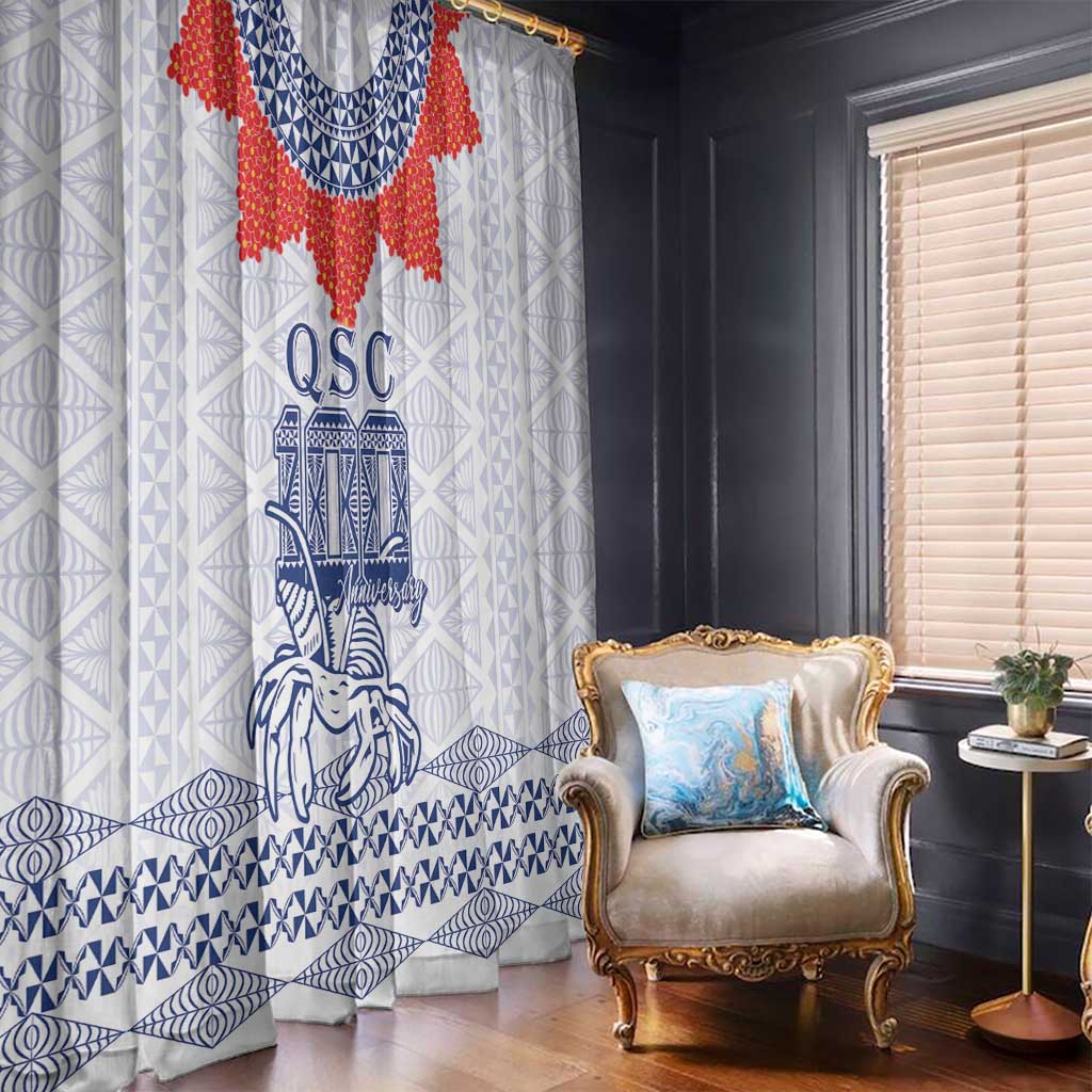 Queen Salote College 100 Years Anniversary Window Curtain Tonga QSC White - Polynesian Pride