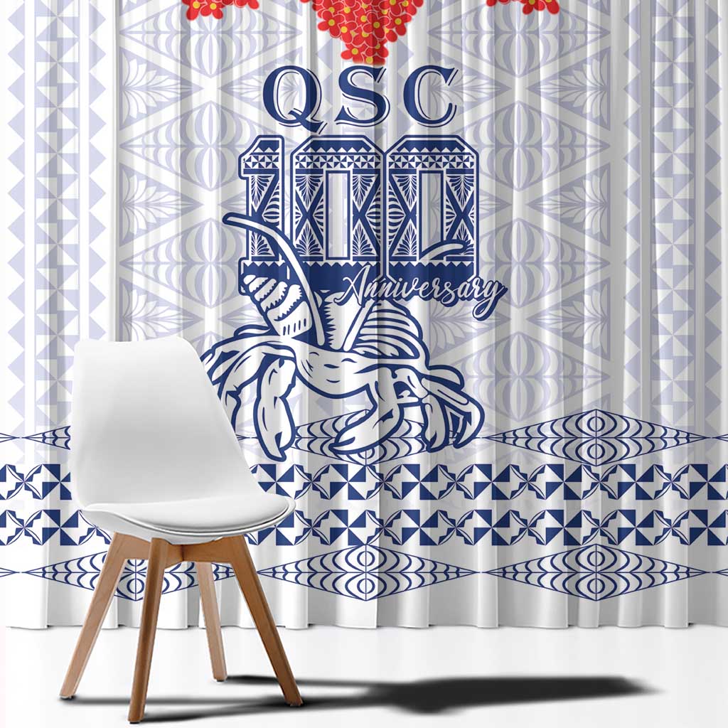 Queen Salote College 100 Years Anniversary Window Curtain Tonga QSC White - Polynesian Pride
