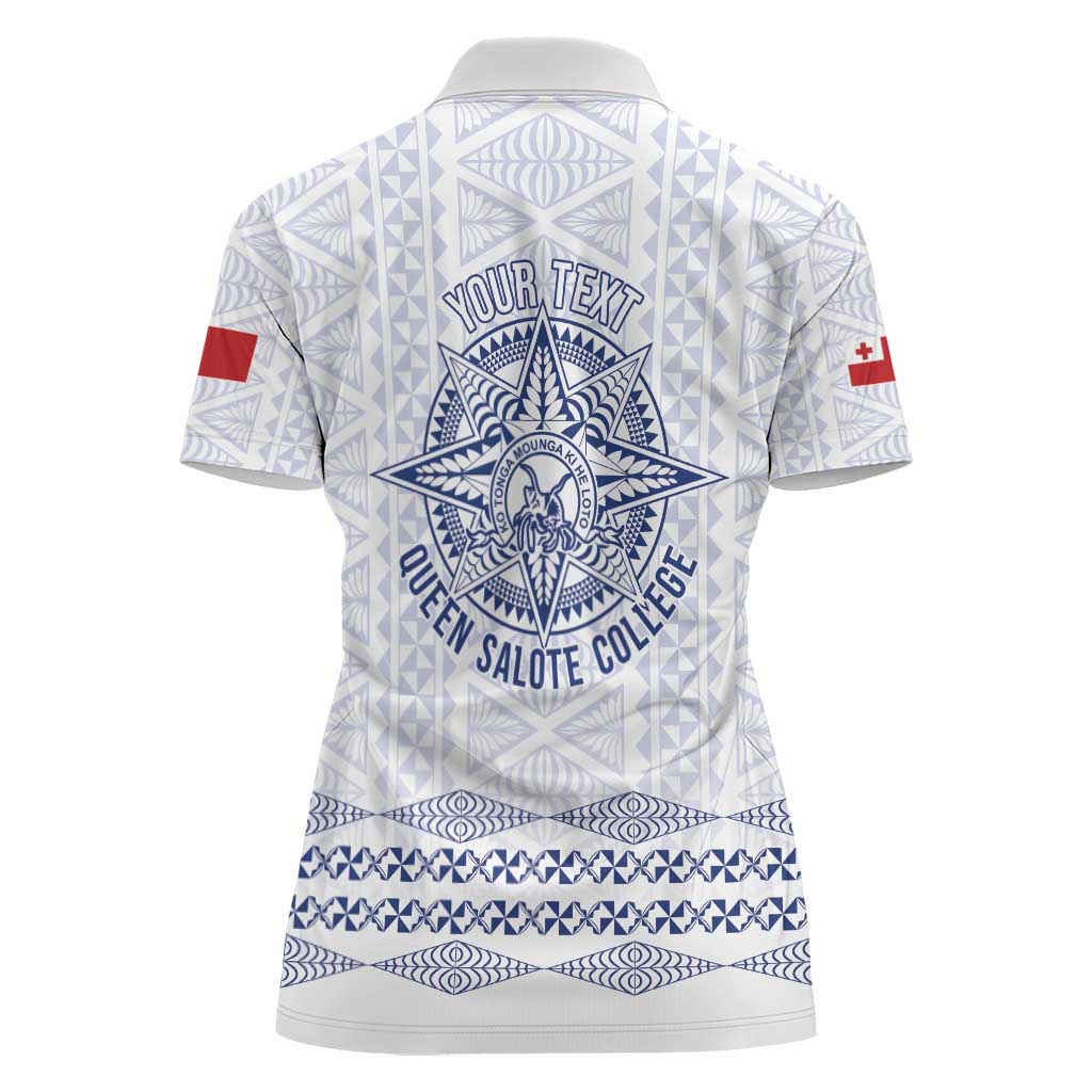 Queen Salote College 100 Years Anniversary Personalized Women Polo Shirt Tonga QSC White - Polynesian Pride