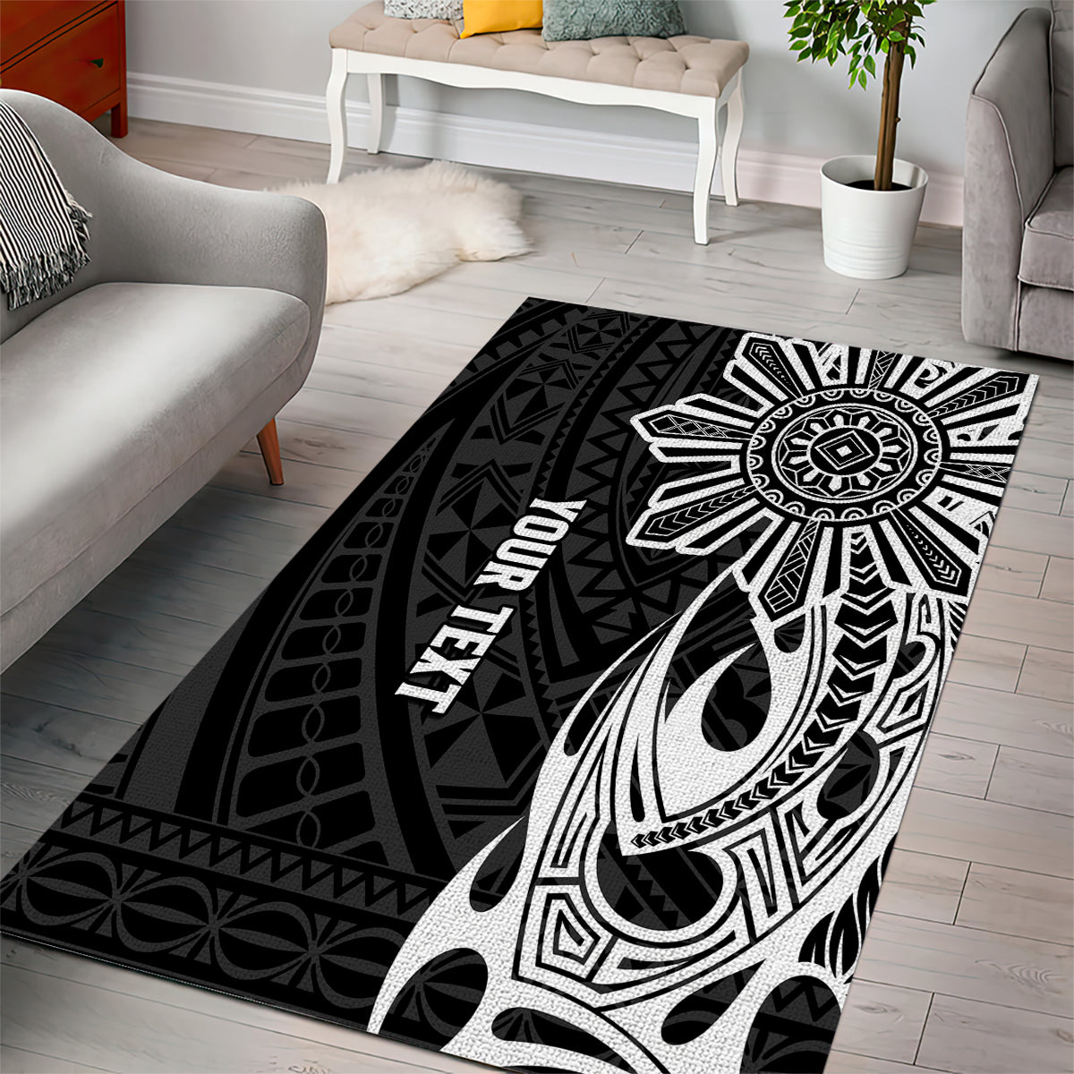 Personalised Philippines Area Rug Tribal Sun LT7 - Polynesian Pride