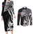 Personalised Philippines Couples Matching Long Sleeve Bodycon Dress and Long Sleeve Button Shirt Tribal Sun LT7 Black - Polynesian Pride
