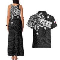Personalised Philippines Couples Matching Tank Maxi Dress and Hawaiian Shirt Tribal Sun LT7 - Polynesian Pride
