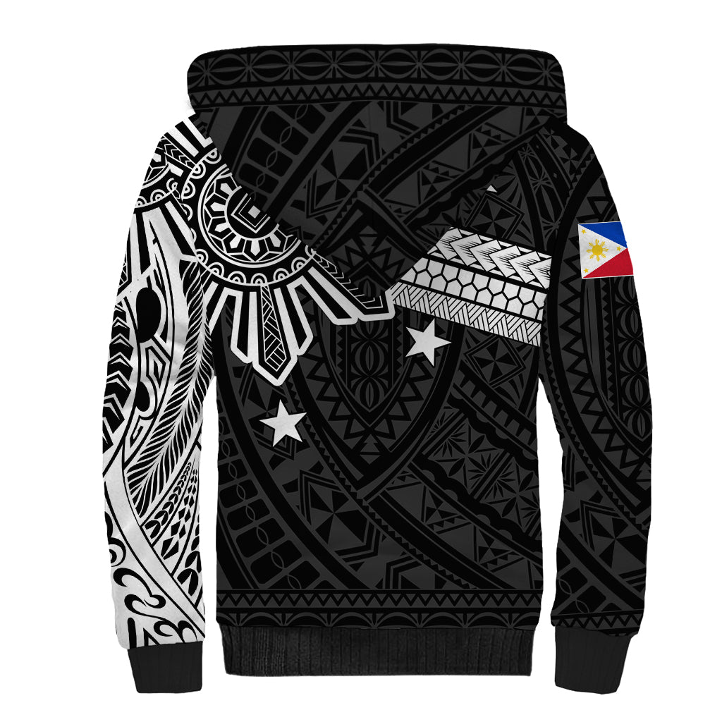 Personalised Philippines Sherpa Hoodie Tribal Sun LT7 - Polynesian Pride