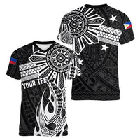 Personalised Philippines Women V Neck T Shirt Tribal Sun LT7 - Polynesian Pride