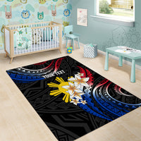 Personalised Philippines Tribal Area Rug Mix Plumeria - Flag Colors LT7 - Polynesian Pride