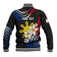 Personalised Philippines Tribal Baseball Jacket Mix Plumeria - Flag Colors LT7 - Polynesian Pride