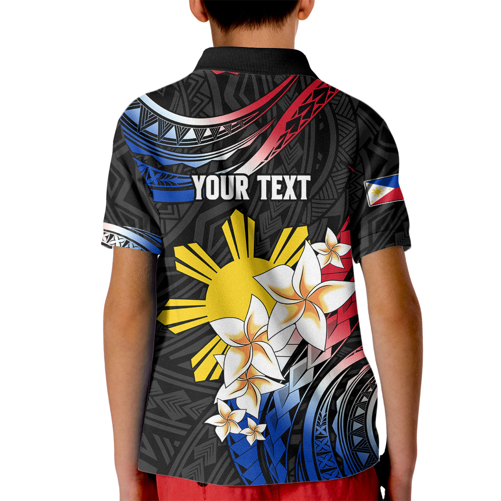 Personalised Philippines Tribal Kid Polo Shirt Mix Plumeria - Flag Colors LT7 - Polynesian Pride
