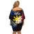 Personalised Philippines Tribal Off Shoulder Short Dress Mix Plumeria - Flag Colors LT7 - Polynesian Pride