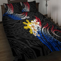 Personalised Philippines Tribal Quilt Bed Set Mix Plumeria - Flag Colors LT7 - Polynesian Pride