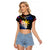Personalised Philippines Tribal Raglan Cropped T Shirt Mix Plumeria - Flag Colors LT7 Female Black - Polynesian Pride