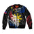 Personalised Philippines Tribal Sleeve Zip Bomber Jacket Mix Plumeria - Flag Colors LT7 Unisex Black - Polynesian Pride