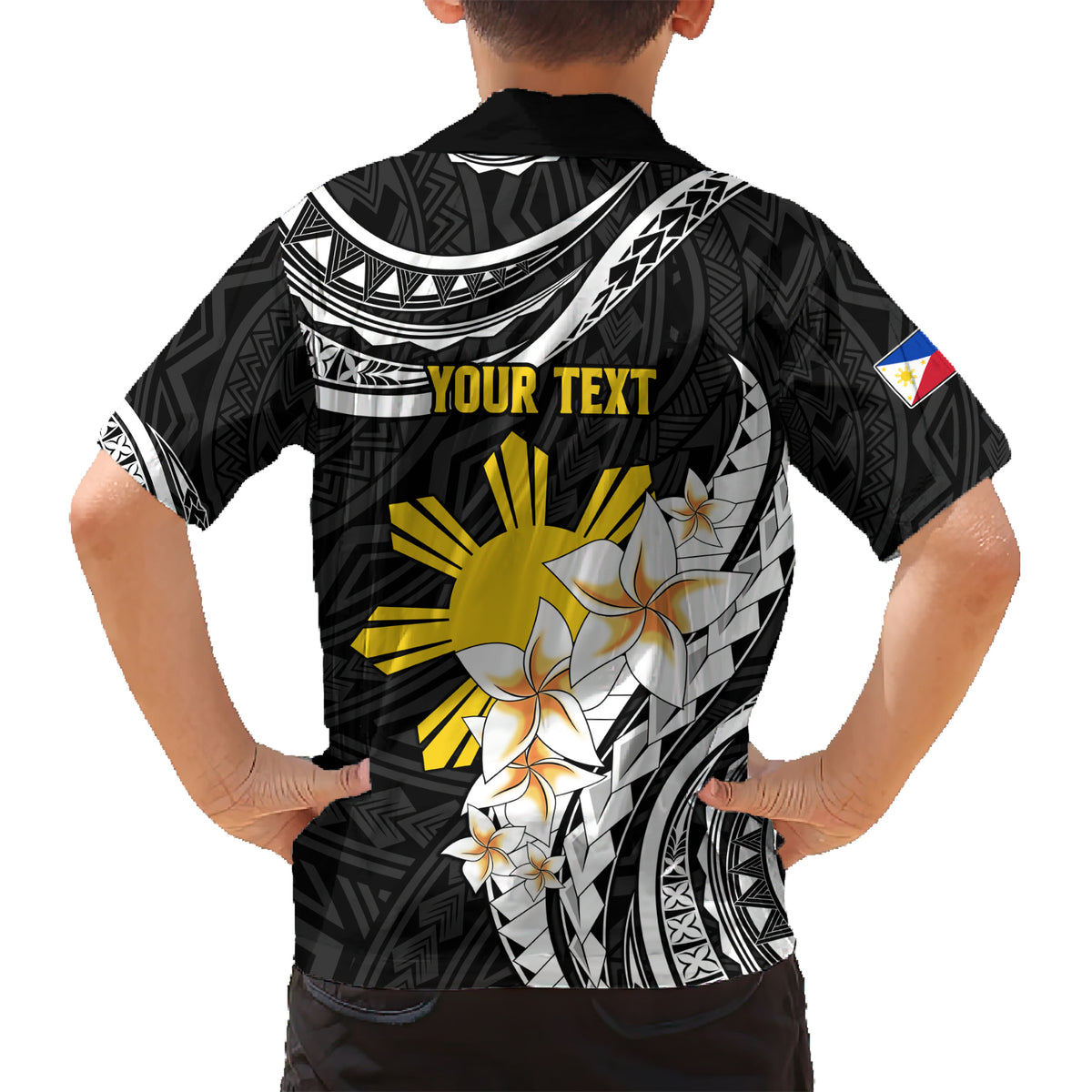 Personalised Philippines Tribal Kid Hawaiian Shirt Mix Plumeria LT7 - Polynesian Pride