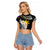 Personalised Philippines Tribal Raglan Cropped T Shirt Mix Plumeria LT7 Female Black - Polynesian Pride