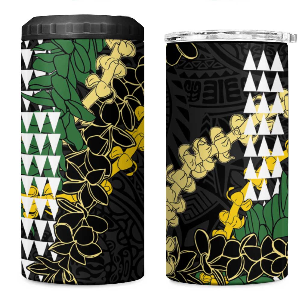 Hawaii Aloha Kakau 4 in 1 Can Cooler Tumbler Puakenikeni and Maile Lei Twist