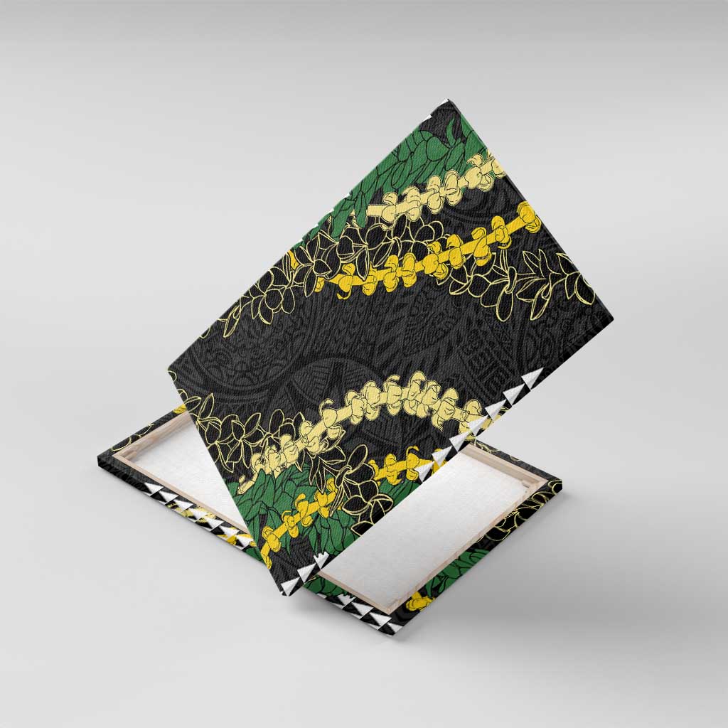 Hawaii Aloha Kakau Canvas Wall Art Puakenikeni and Maile Lei Twist