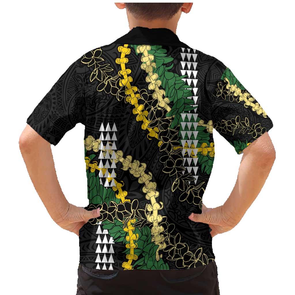 Hawaii Aloha Kakau Family Matching Mermaid Dress and Hawaiian Shirt Puakenikeni and Maile Lei Twist