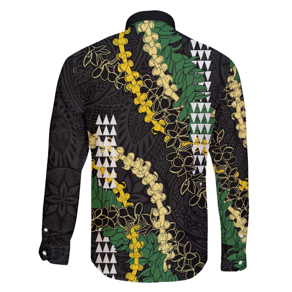 Hawaii Aloha Kakau Family Matching Off Shoulder Maxi Dress and Hawaiian Shirt Puakenikeni and Maile Lei Twist