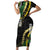 Hawaii Aloha Kakau Family Matching Short Sleeve Bodycon Dress and Hawaiian Shirt Puakenikeni and Maile Lei Twist