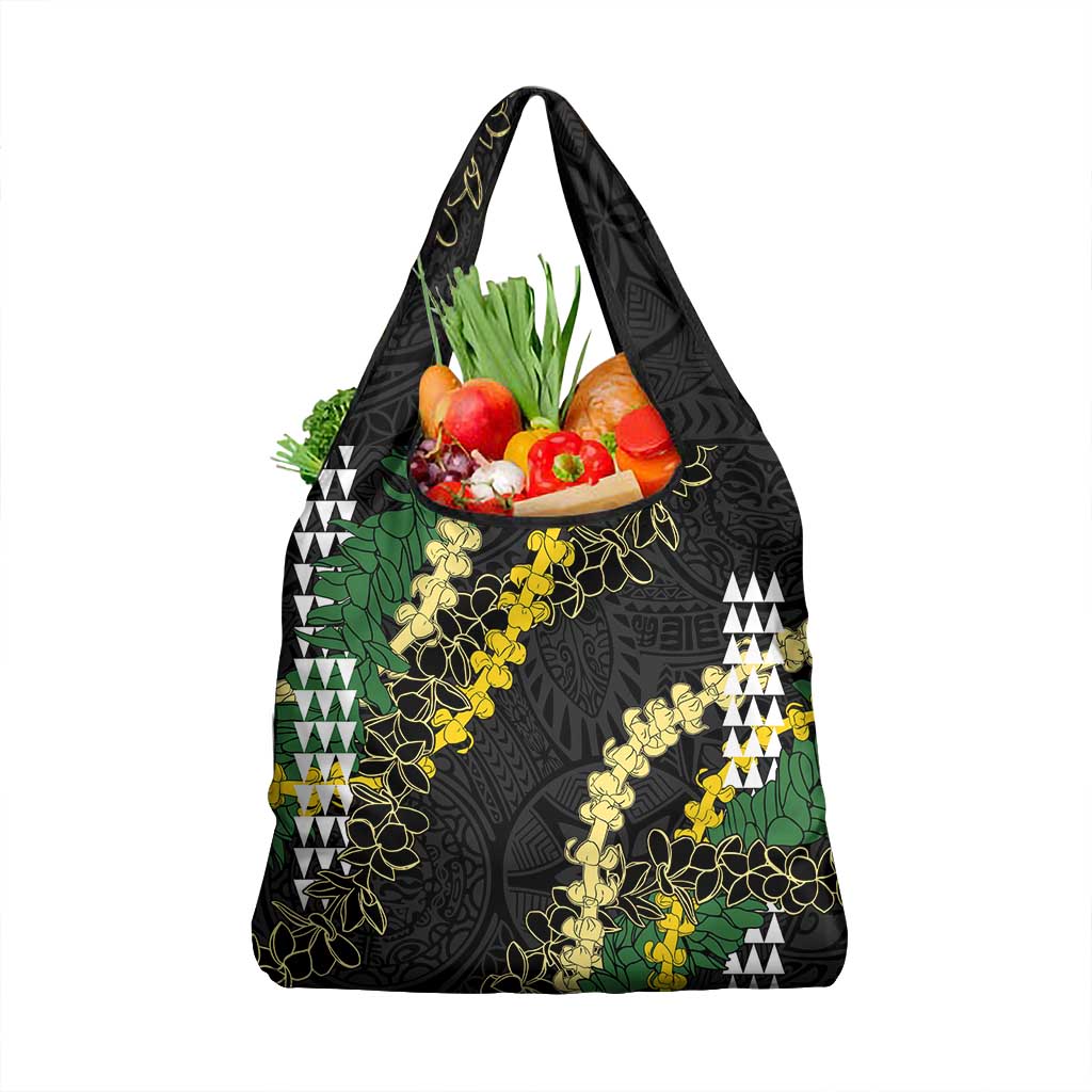 Hawaii Aloha Kakau Grocery Bag Puakenikeni and Maile Lei Twist