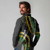 Hawaii Aloha Kakau Long Sleeve Polo Shirt Puakenikeni and Maile Lei Twist