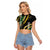 Hawaii Aloha Kakau Raglan Cropped T Shirt Puakenikeni and Maile Lei Twist