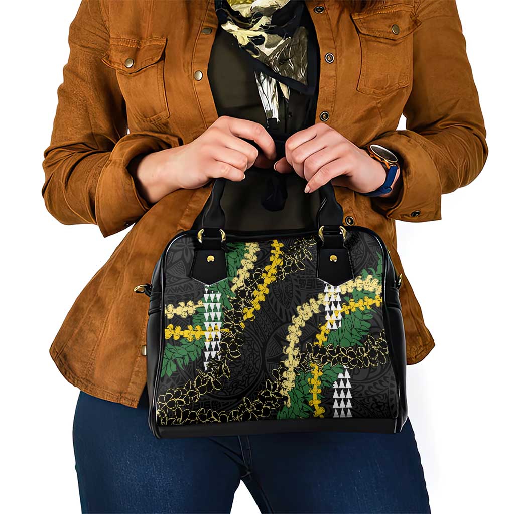 Hawaii Aloha Kakau Shoulder Handbag Puakenikeni and Maile Lei Twist