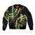 Hawaii Aloha Kakau Sleeve Zip Bomber Jacket Puakenikeni and Maile Lei Twist