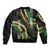 Hawaii Aloha Kakau Sleeve Zip Bomber Jacket Puakenikeni and Maile Lei Twist