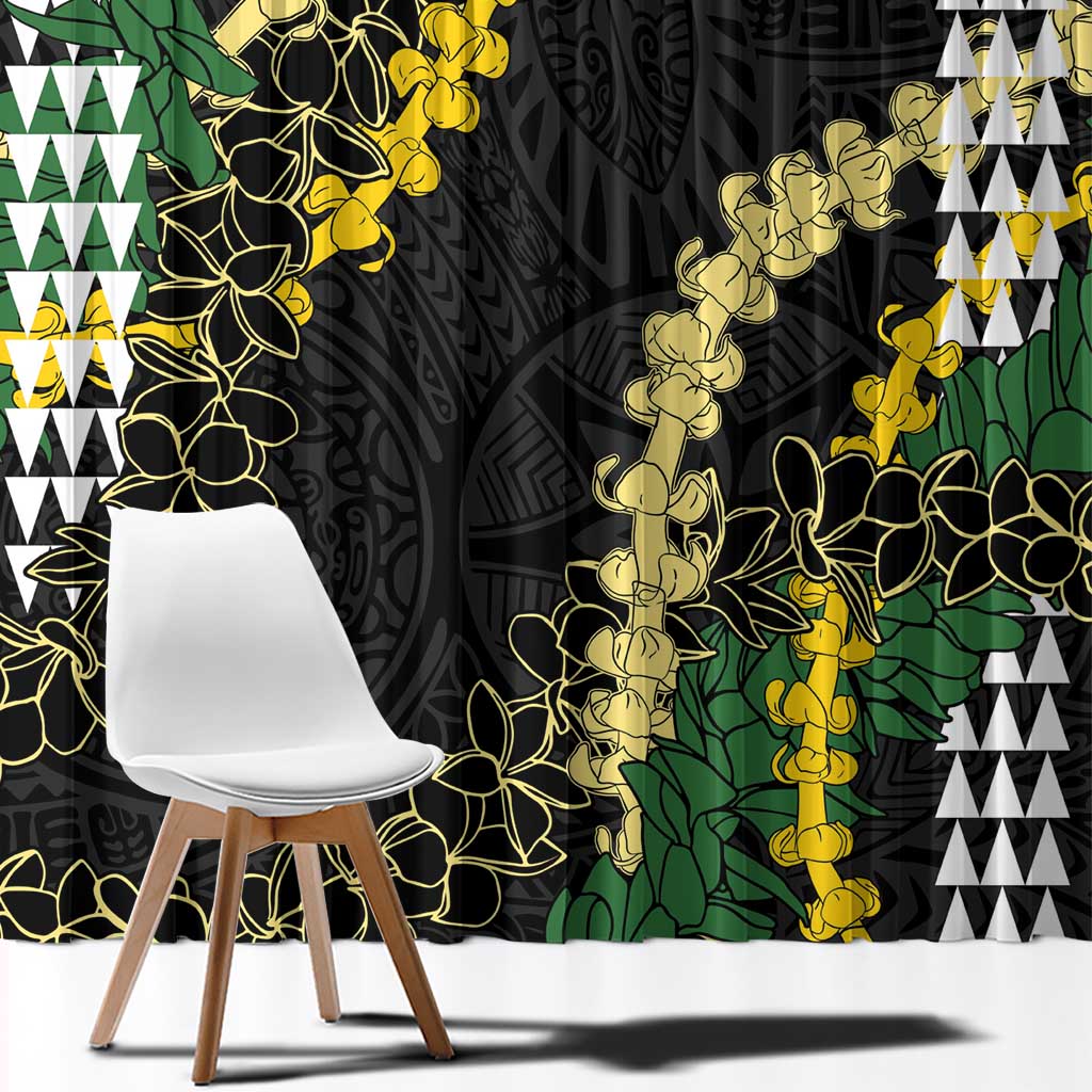 Hawaii Aloha Kakau Window Curtain Puakenikeni and Maile Lei Twist