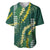 Hawaii Aloha Kakau Baseball Jersey Green Puakenikeni and Maile Lei Twist