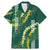 Hawaii Aloha Kakau Family Matching Mermaid Dress and Hawaiian Shirt Green Puakenikeni and Maile Lei Twist