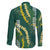 Hawaii Aloha Kakau Family Matching Mermaid Dress and Hawaiian Shirt Green Puakenikeni and Maile Lei Twist
