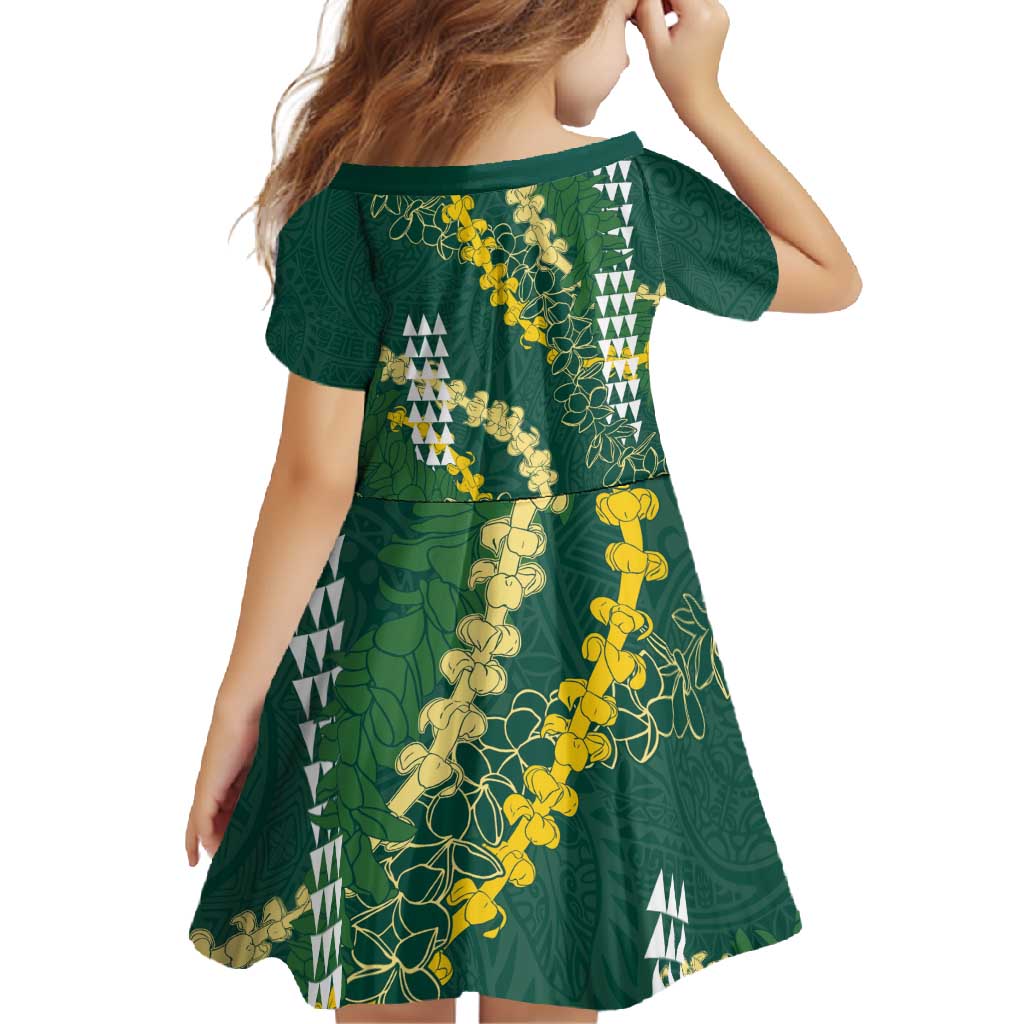 Hawaii Aloha Kakau Family Matching Off Shoulder Maxi Dress and Hawaiian Shirt Green Puakenikeni and Maile Lei Twist