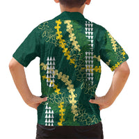 Hawaii Aloha Kakau Hawaiian Shirt Green Puakenikeni and Maile Lei Twist