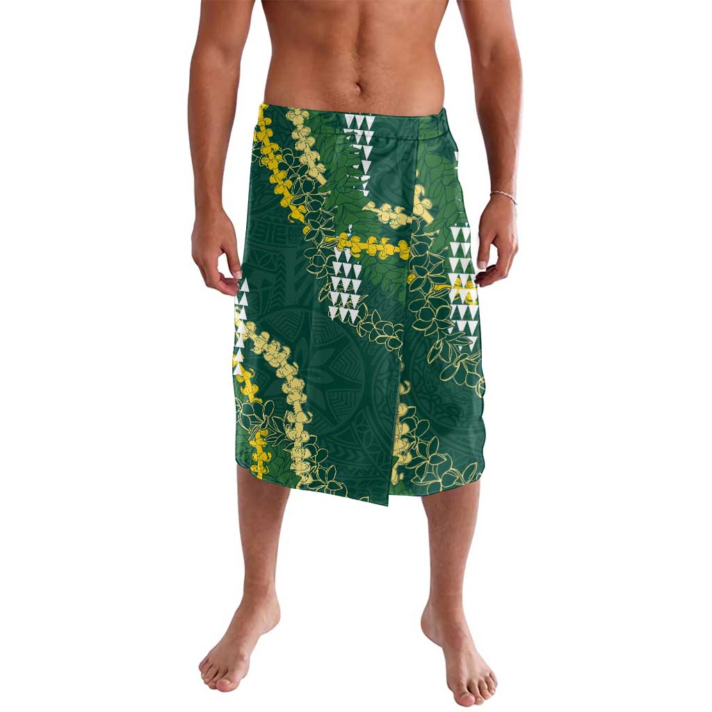 Hawaii Aloha Kakau Lavalava Green Puakenikeni and Maile Lei Twist