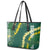 Hawaii Aloha Kakau Leather Tote Bag Green Puakenikeni and Maile Lei Twist