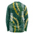 Hawaii Aloha Kakau Long Sleeve Shirt Green Puakenikeni and Maile Lei Twist