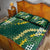 Hawaii Aloha Kakau Quilt Bed Set Green Puakenikeni and Maile Lei Twist